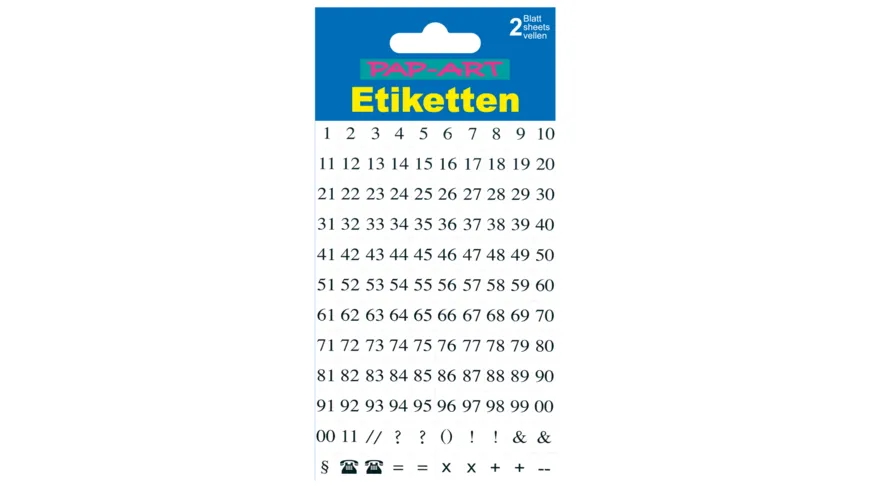 PAP-ART Zahlen-Etiketten schwarz auf weiss 10mm