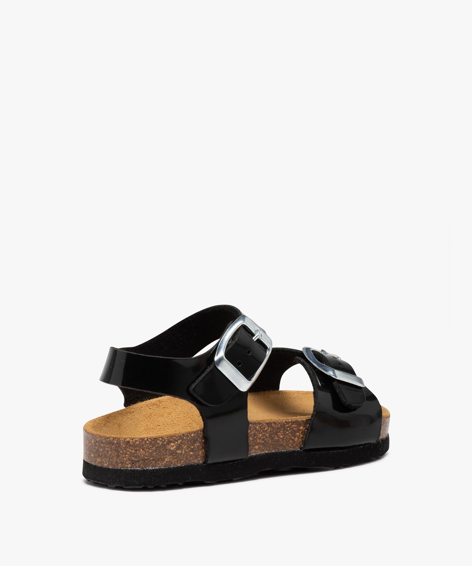 Sandales fille à brides à boucle fantaisie et semelle liège noir | GEMO