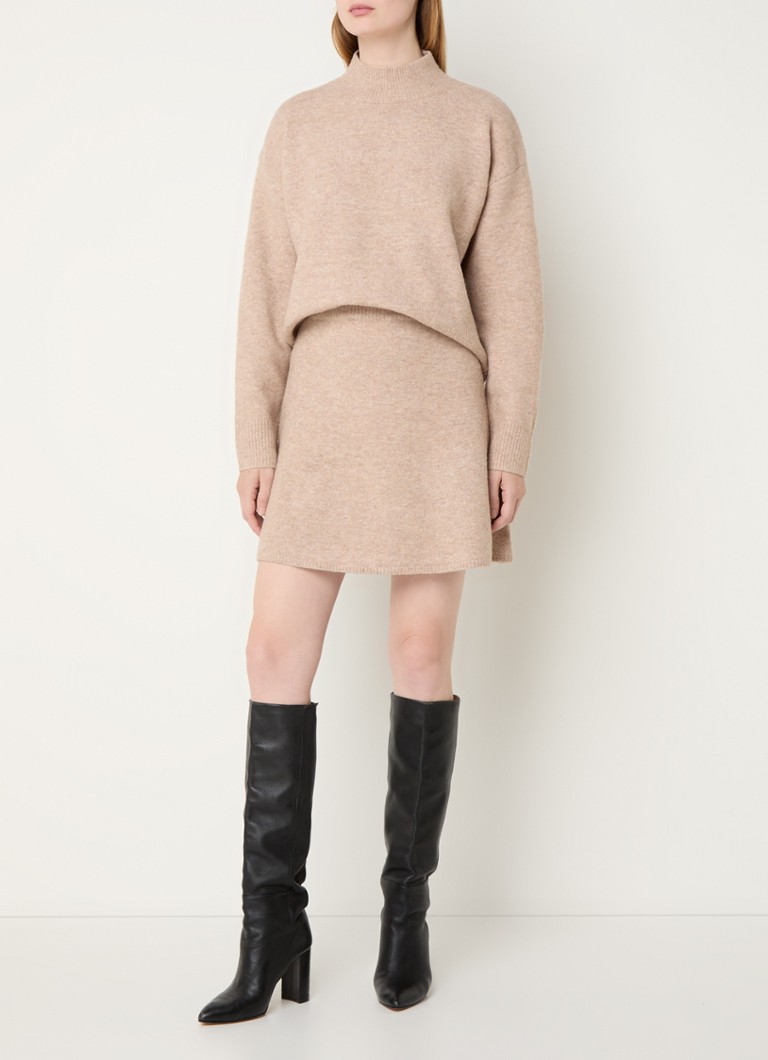 Mini-jupe Neo Noir Gisa en maille fine mélangée de laine