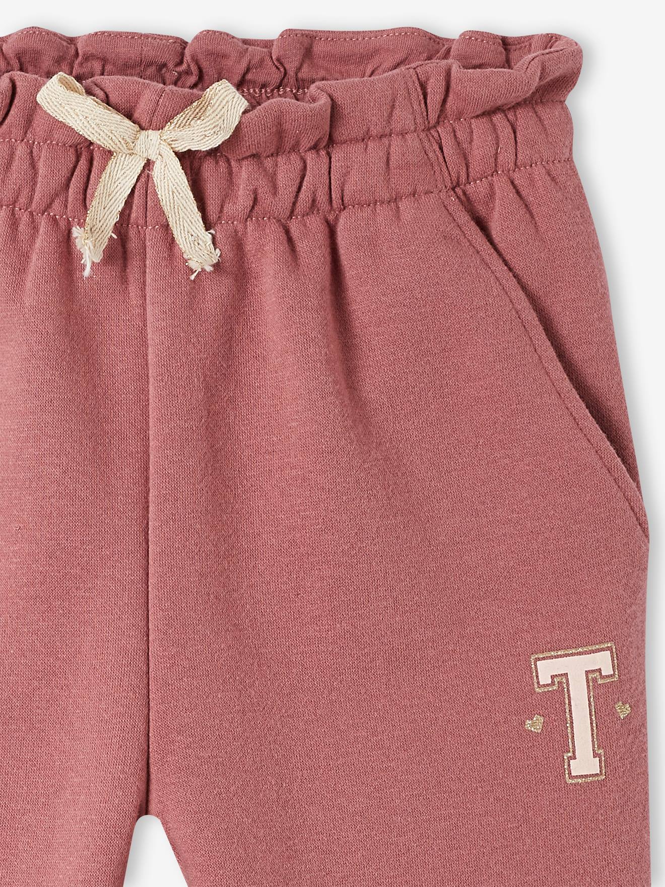Pantalon jogging en molleton fille ceinture paperbag marine
