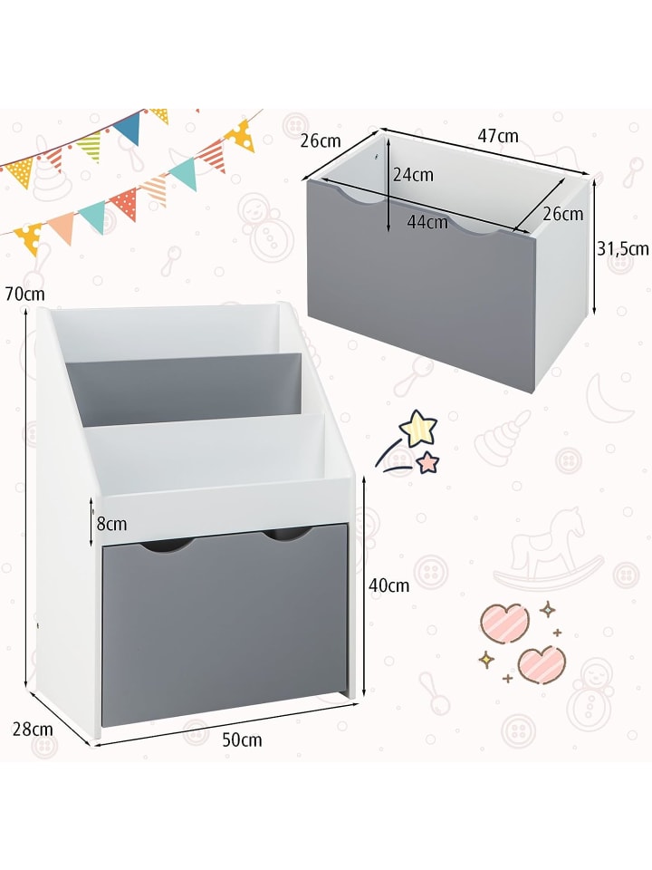 COSTWAY Spielzeugregal in Grau günstig kaufen 28 cm