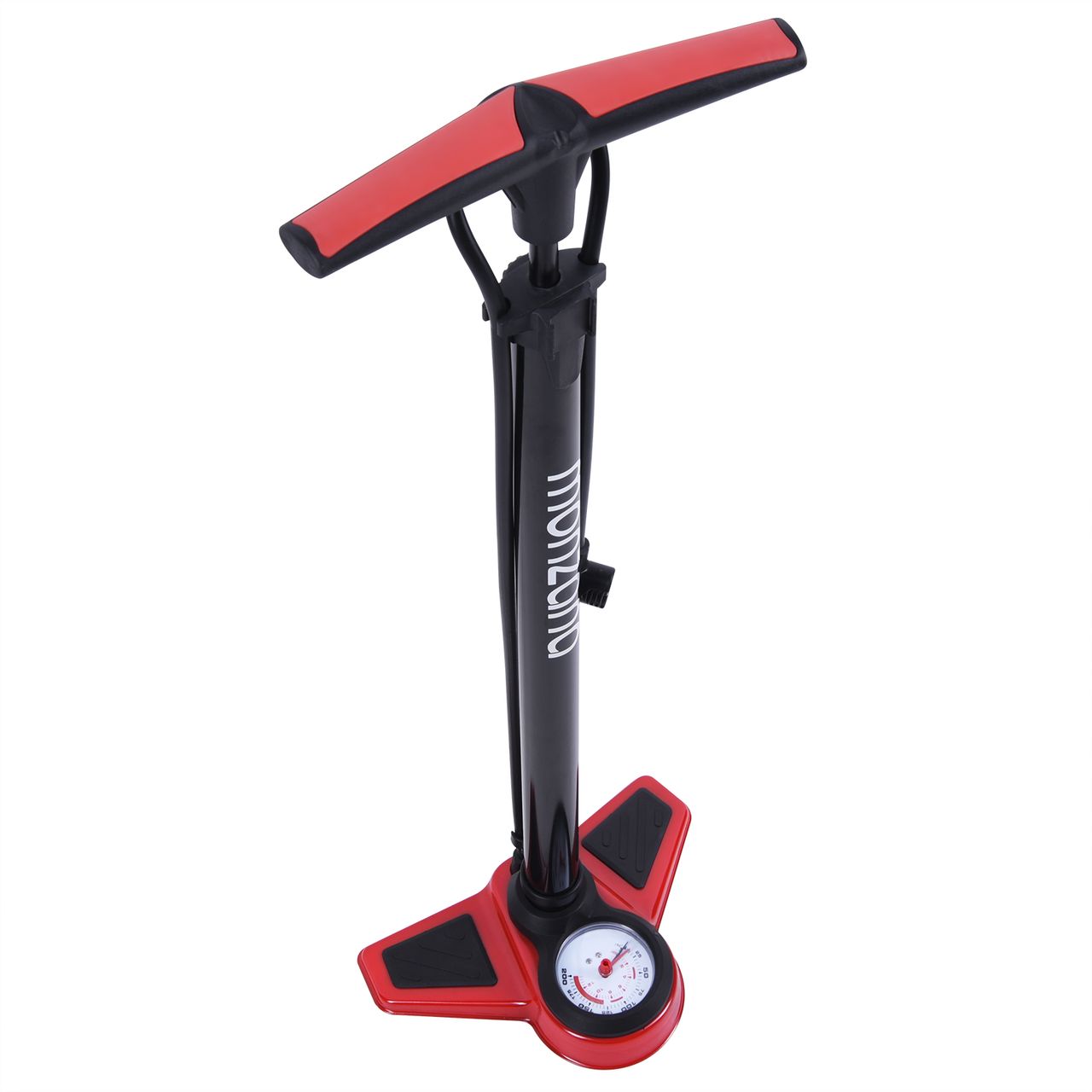 Monzana Luftpumpe Hochdruck mit Manometer 58-114 x 6 x 3,2cm schwarz / rot