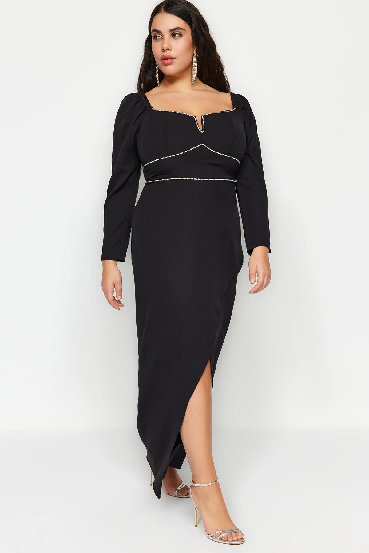 Trendyol Curve  Schwarzes Abendkleid TBBAW24AD00001