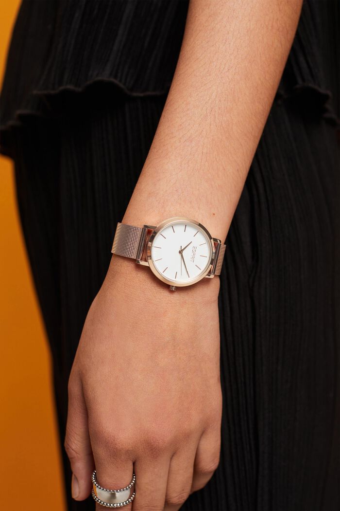 Edelstahl-Uhr mit Mesh-Armband