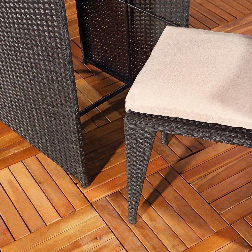 Melko Gartenlounge-Set Gartenmöbel Sitzgarnitur Essgruppe 3er Set Tisch&2 Stühle Polyrattan, (Set, 4-tlg), Beansprucht wenig Platz