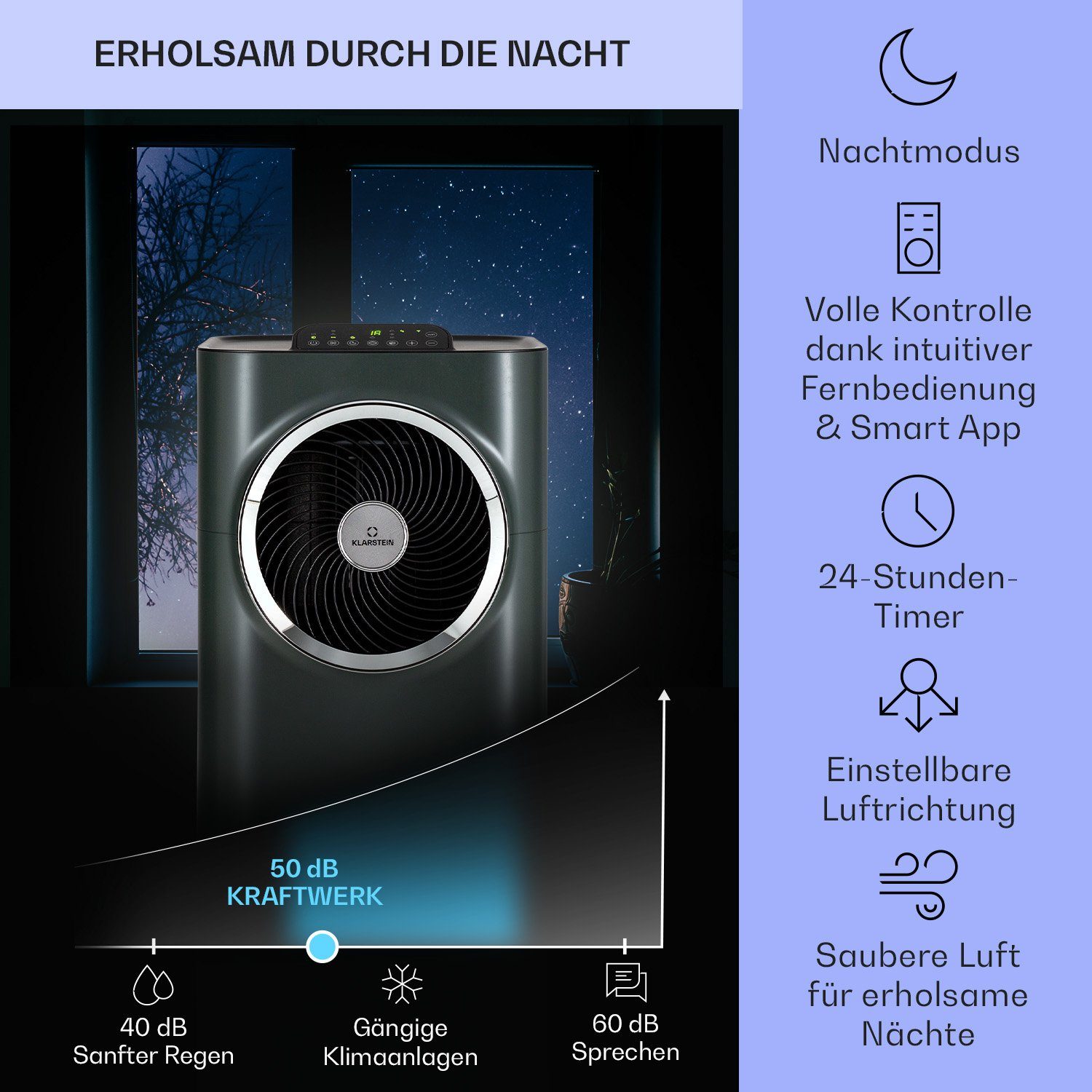 Klarstein Klimagerät Kraftwerk Eco Smart 11, Klimagerät mobil klimaanlage Air Conditioner Kühlgerät Luftkühler