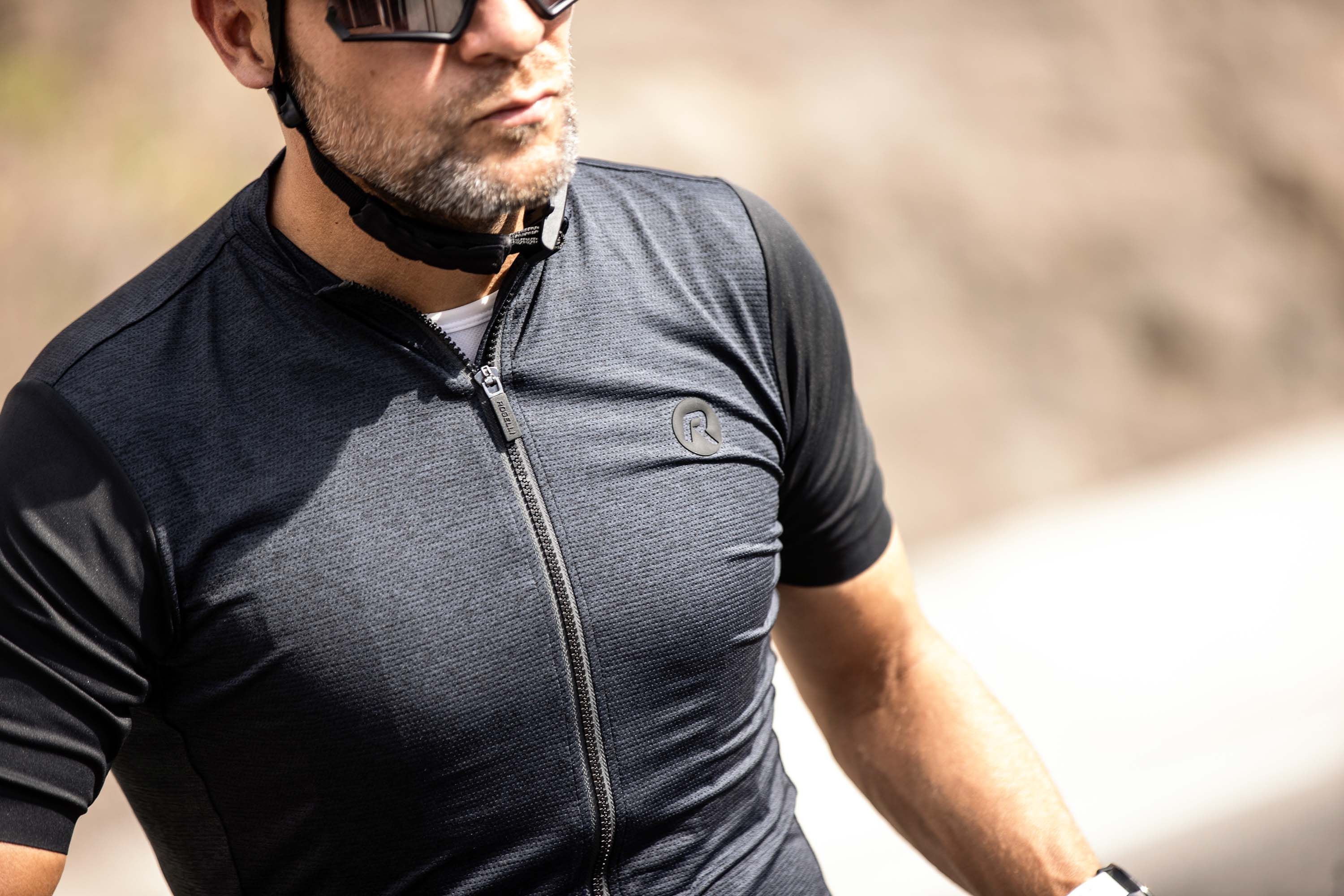 Rogelli Melange Grau/Schwarz Herren Radtrikot Kurzarm