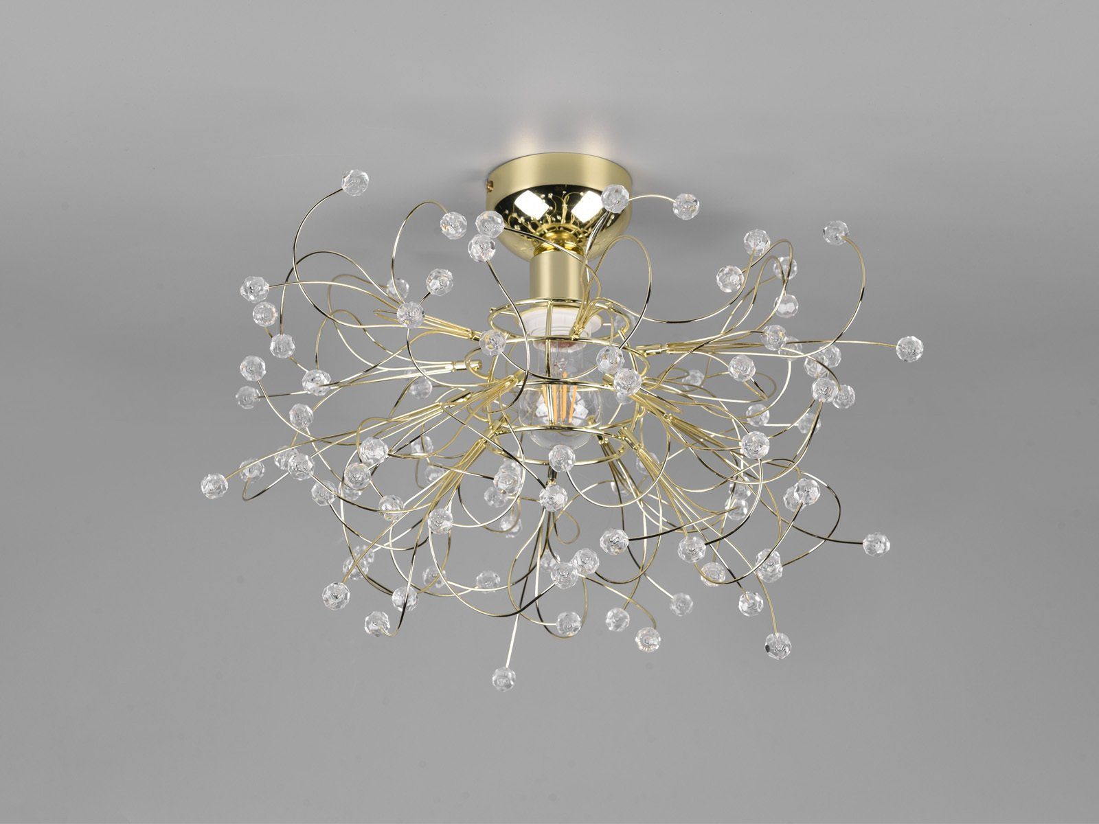 meineWunschleuchte LED Deckenleuchte, Dimmfunktion, LED wechselbar, Warmweiß, ausgefallene Designer Kristall-lampe Treppenhaus & Galerie Gold Ø 52cm