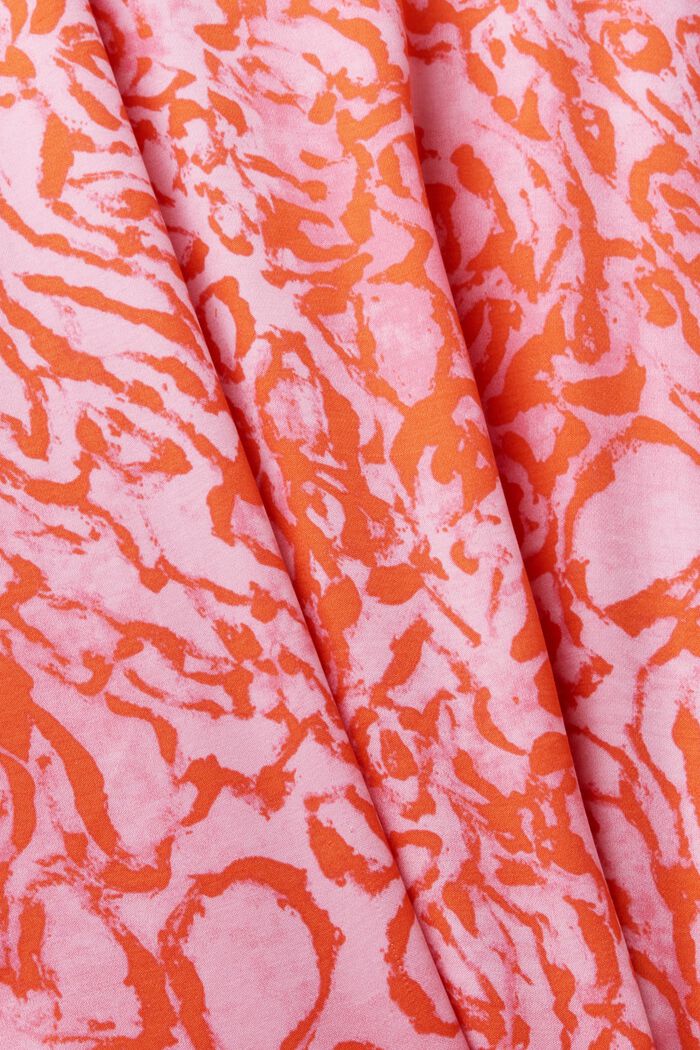 Gemustertes Midikleid aus Satin mit Rüschen