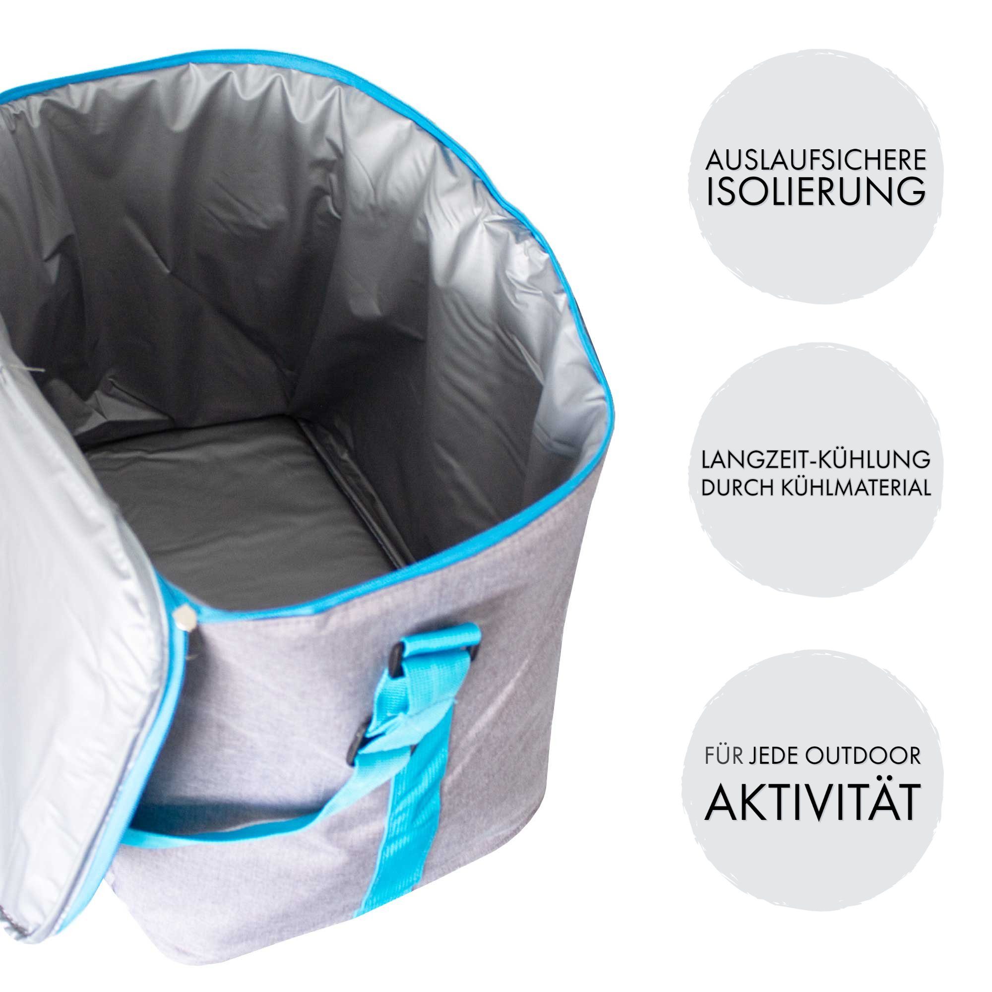 ToCi Kühltasche Kühltasche Kühlbox Picknick Isoliertasche Camping 36 Liter Grau