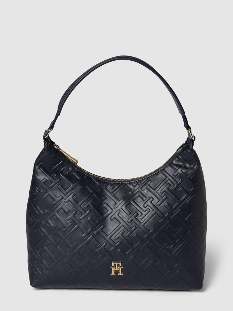 Handtasche mit Allover-Logo in marineblau