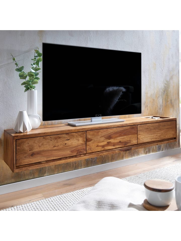 KADIMA DESIGN Lowboard Hängend Sheesham Massivholz 160x25x35 cm TV-Schrank , günstig kaufen onesize