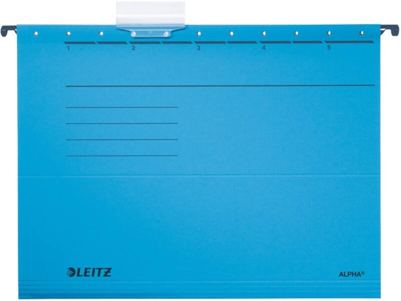Leitz ALPHA Hängemappen 1985 DIN A4 V-Base 15 mm 275 g/m² Blau 100% Recycelter Pendarec-Karton 5 Stück