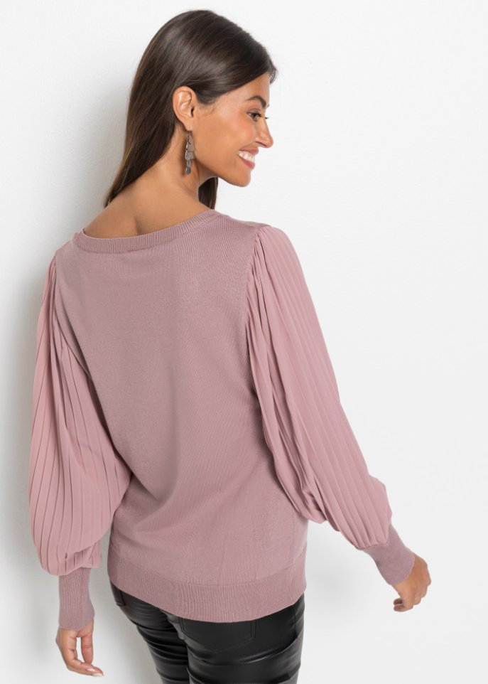 Pullover mit plissierten Ärmeln