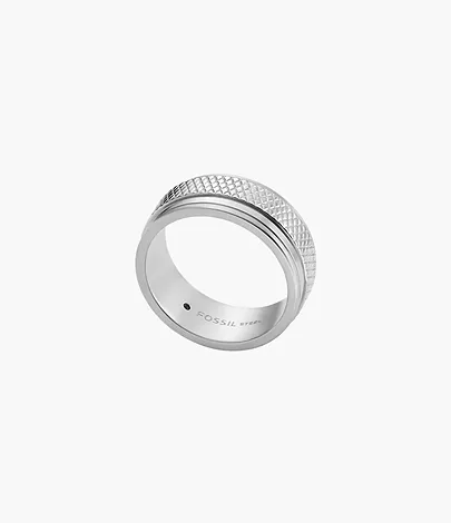 Fossil Ring Knox gerändelt Textur Edelstahl