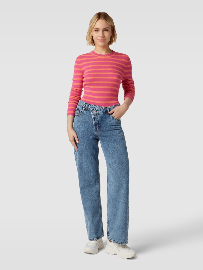 Kaschmirpullover mit Streifenmuster in pink