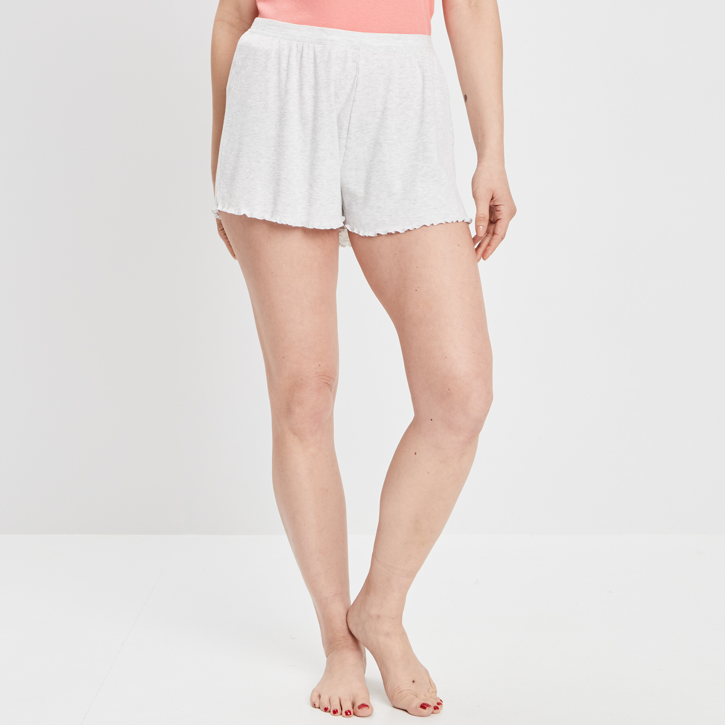 Bas de pyjama short gris clair femme | La Halle