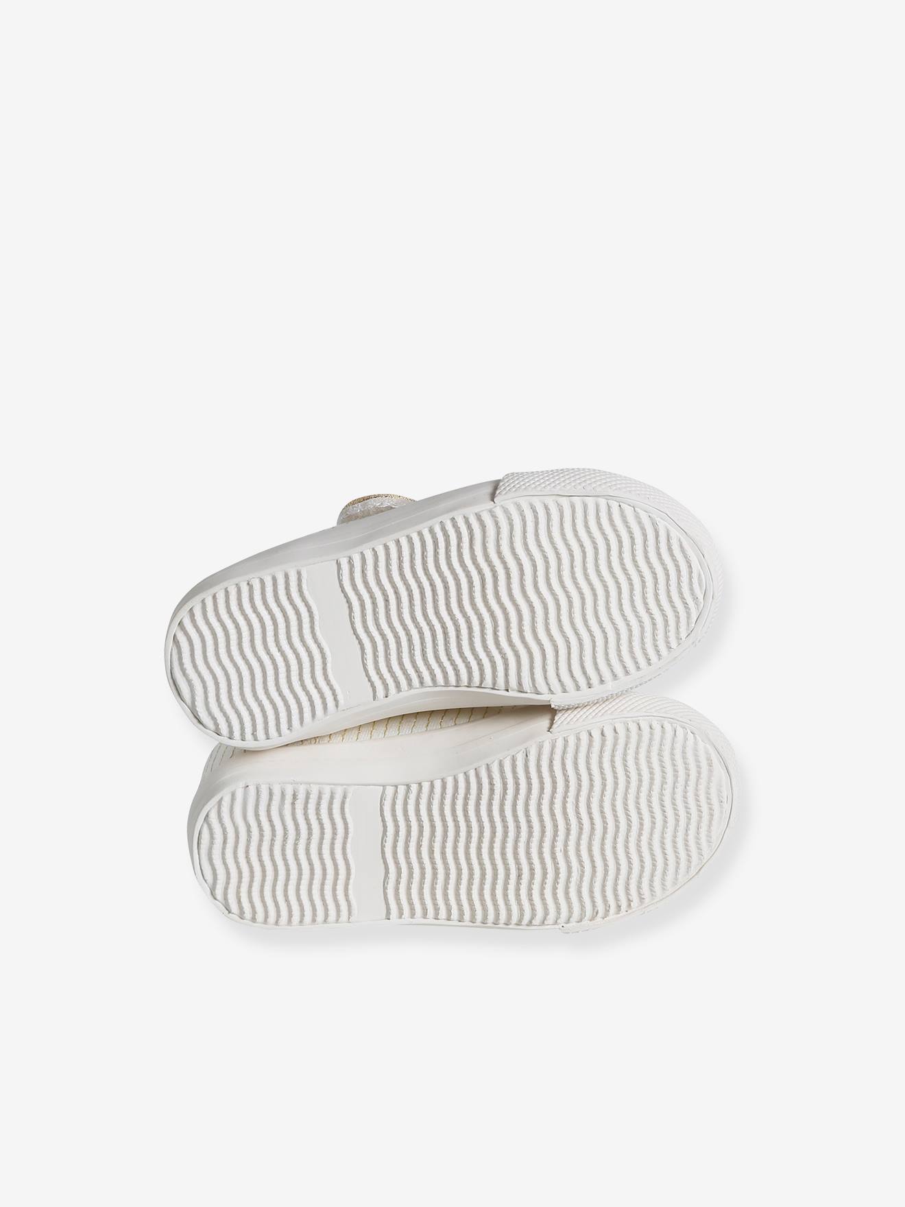 Vertbaudet Baby Stoffschuhe mit Klett - beige bedruckt