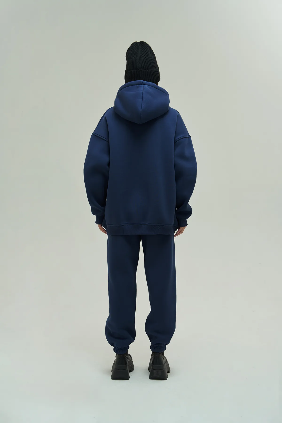 MAİ COLLECTİON  Gambol Marineblaues Oversize-Trainingsanzug-Set