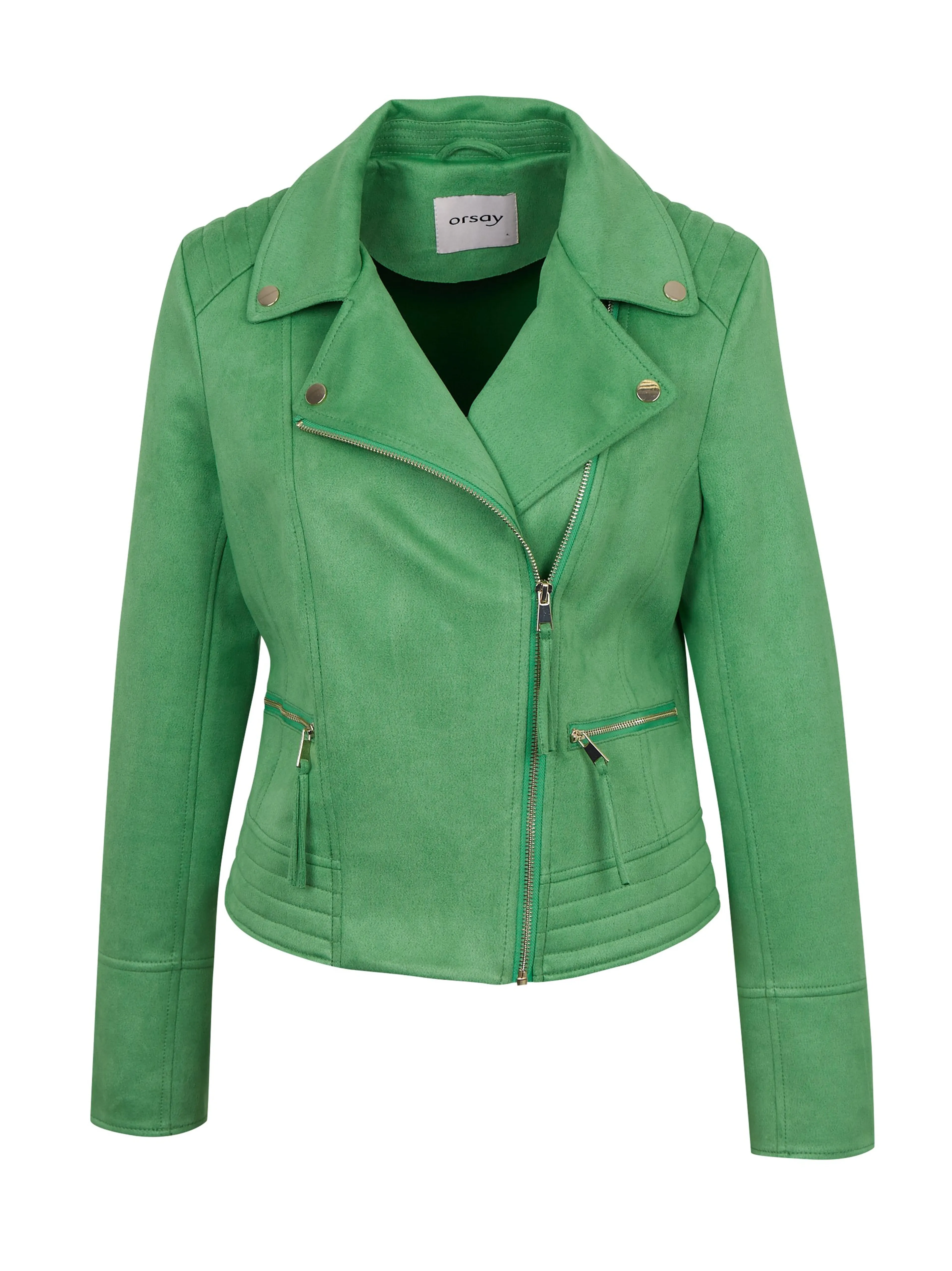 Grüne Damenlederjacke aus Wildleder ORSAY