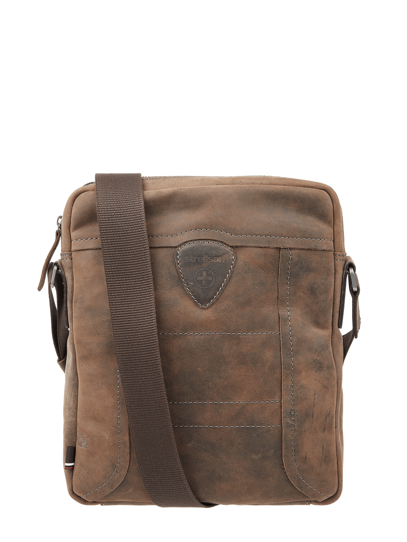Schultertasche aus Leder in dunkelbraun