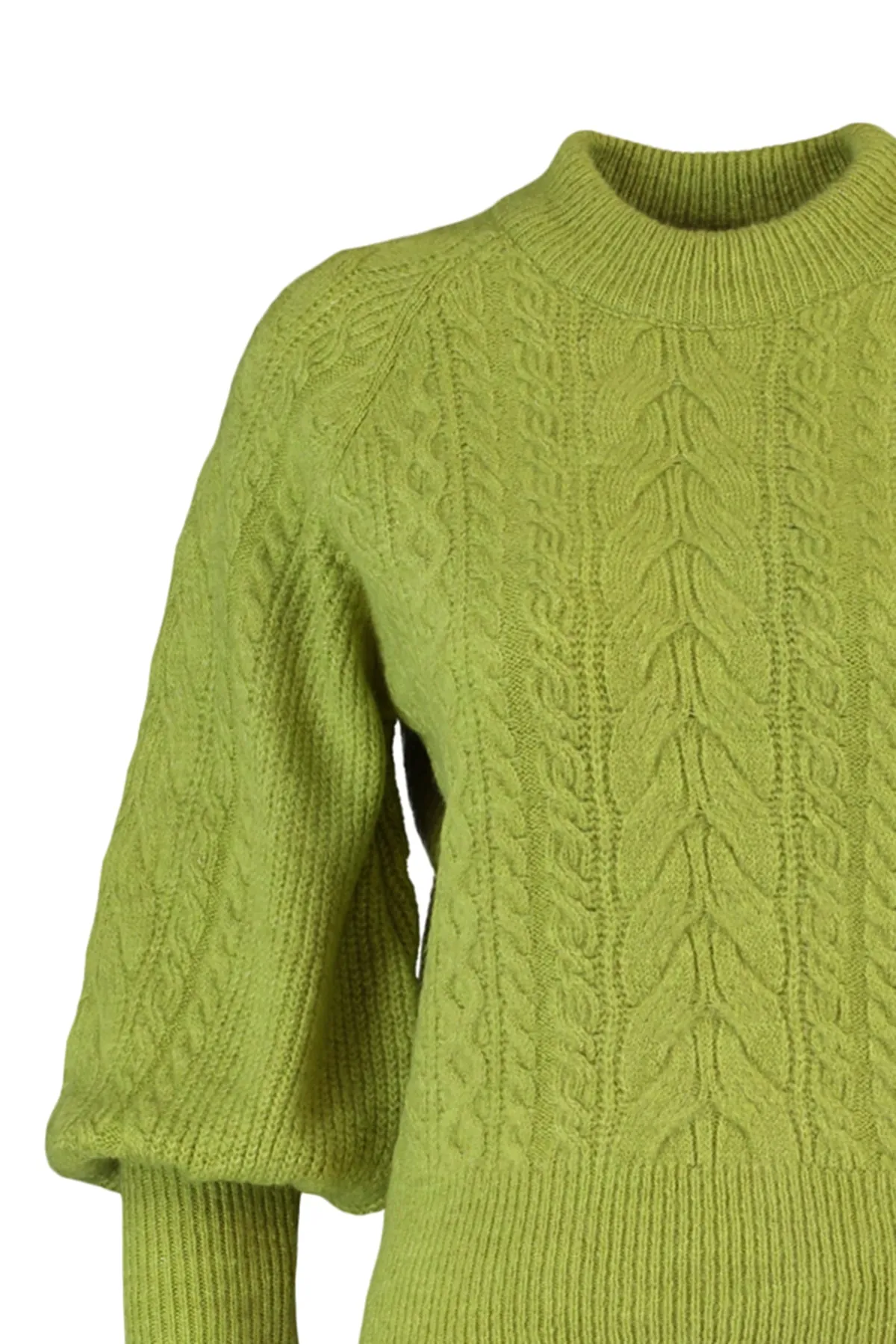Trendyol Collection  Grüner, weich strukturierter Zopfpullover TWOAW21KZ0109