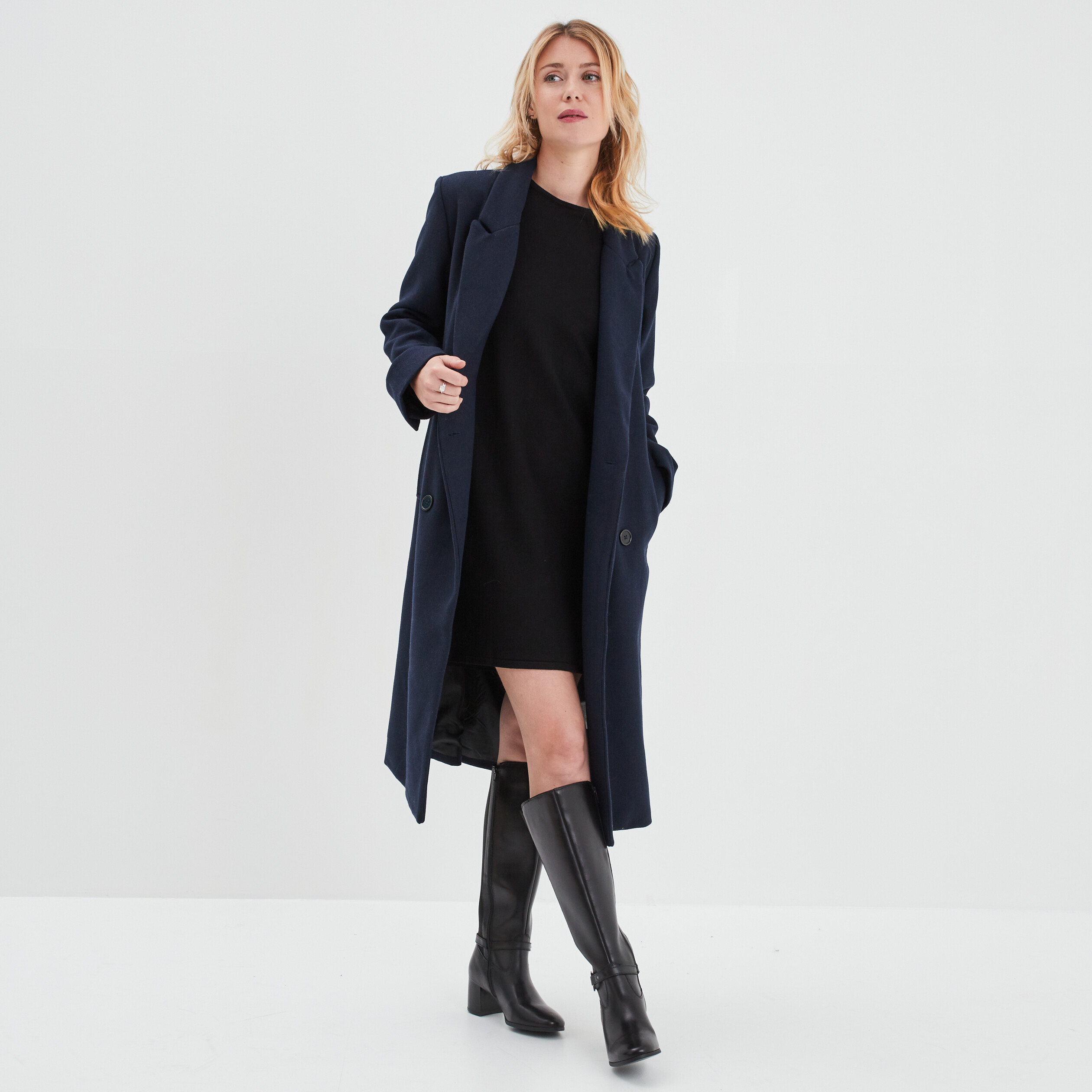 Robe pull manches chauves-souris noir femme | La Halle