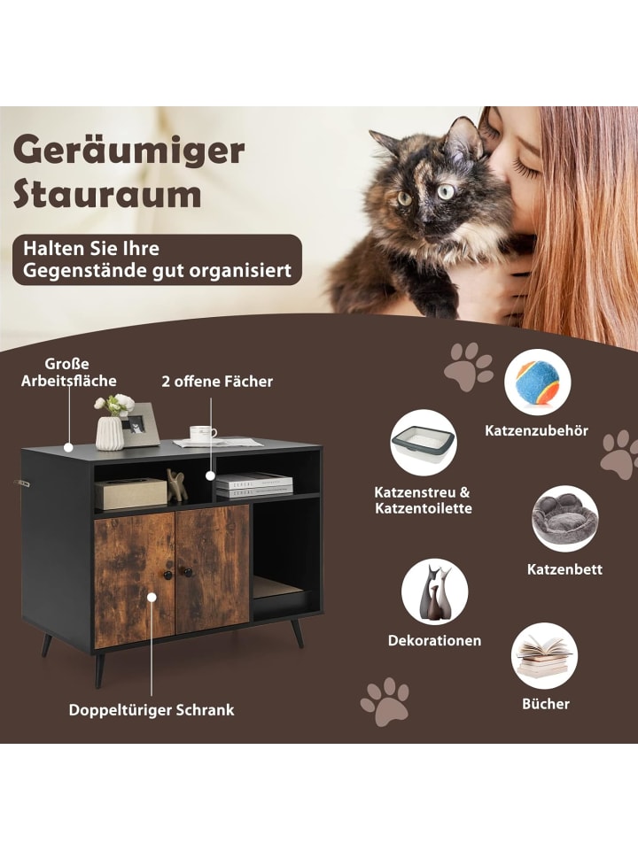 COSTWAY Katzenschrank 2 in 1 in Schwarz günstig kaufen onesize
