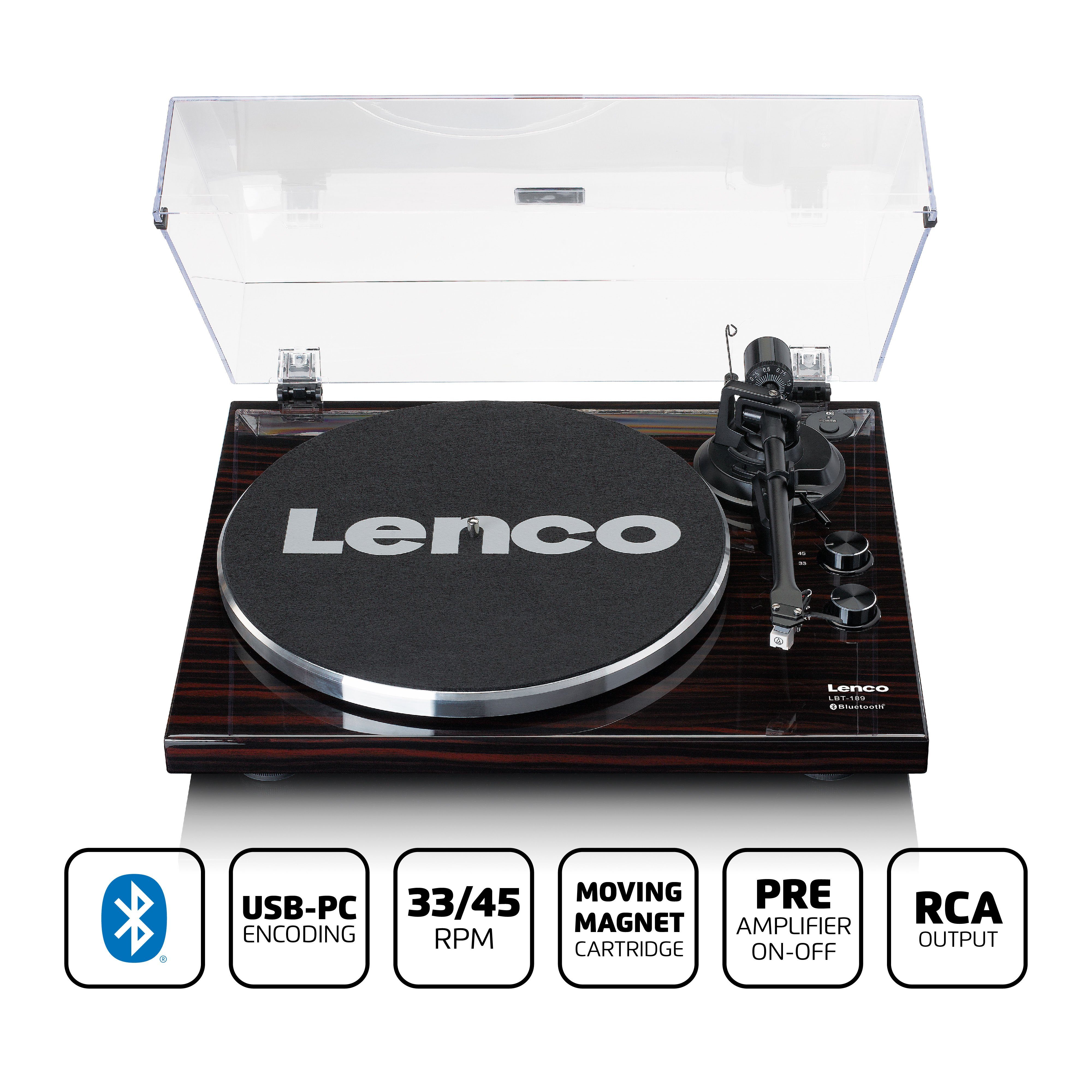 Lenco LBT-189WA Plattenspieler (Riemenantrieb, Bluetooh)