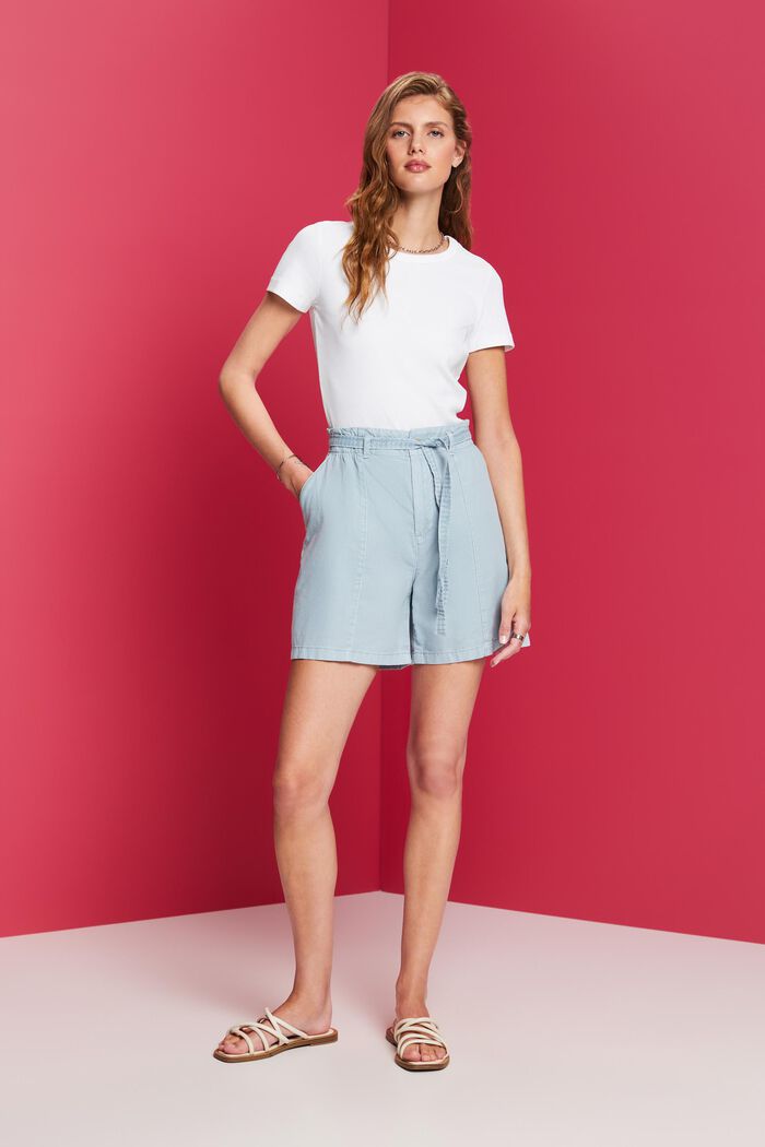 Shorts mit Bindegürtel aus Leinenmix