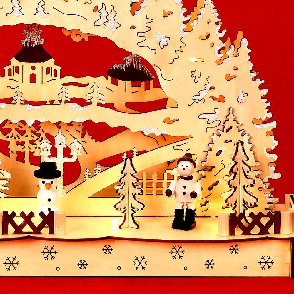 DEUBA Schwibbogen Winterdorf Weihnachten hellbraun