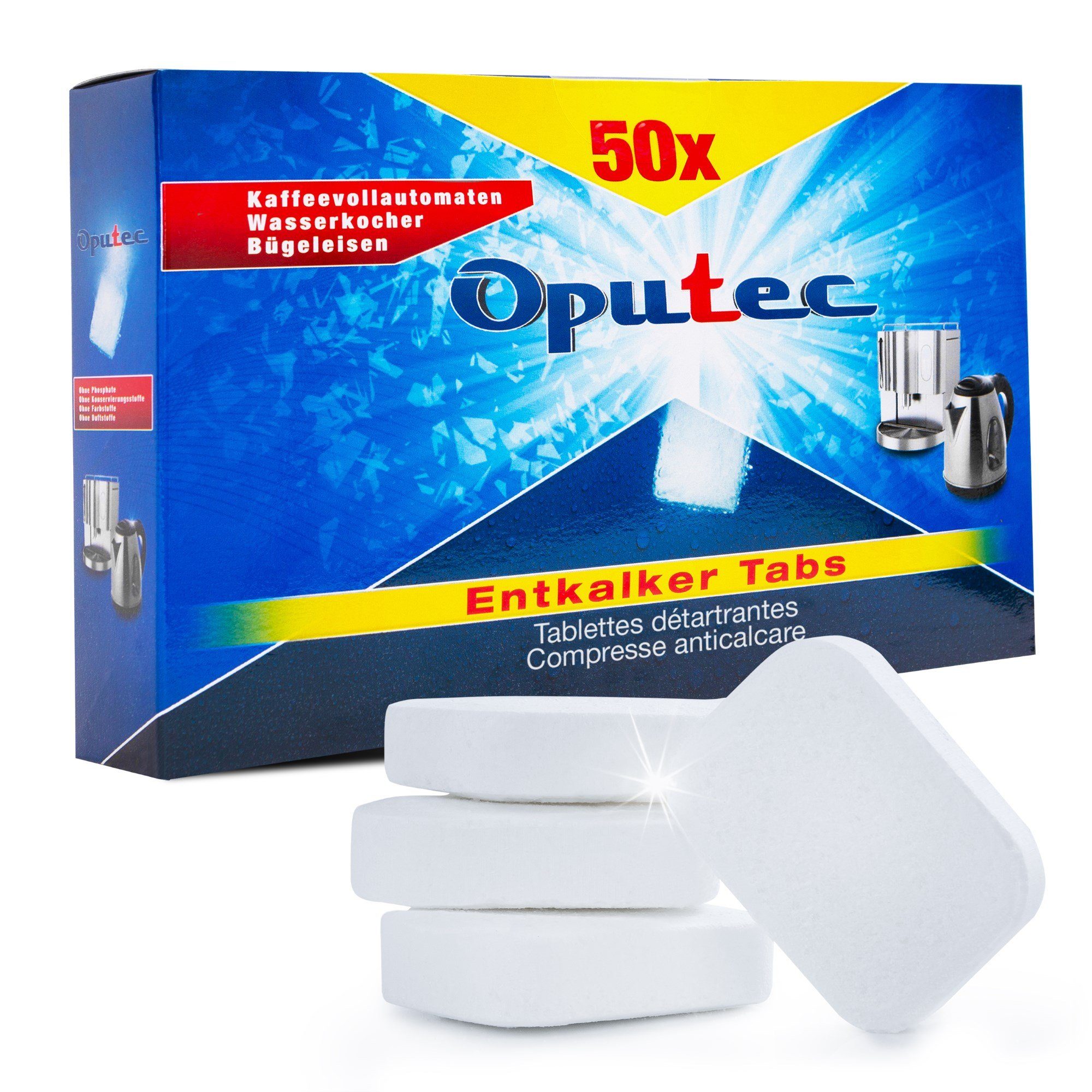 Oputec 50x Kaffeevollautomaten Entkalker Tabs Entkalkungstabletten Entkalkungstabletten