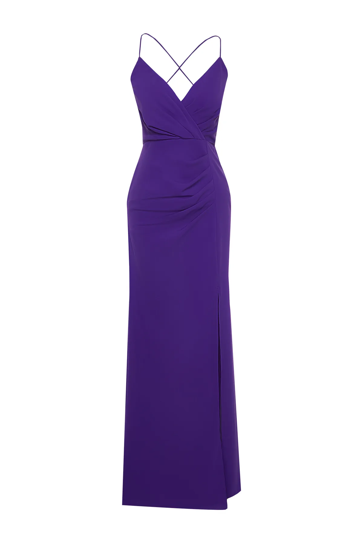 Trendyol Collection  Langes Abendkleid mit lila Paspelierung auf der Rückseite TPRSS22AE0012