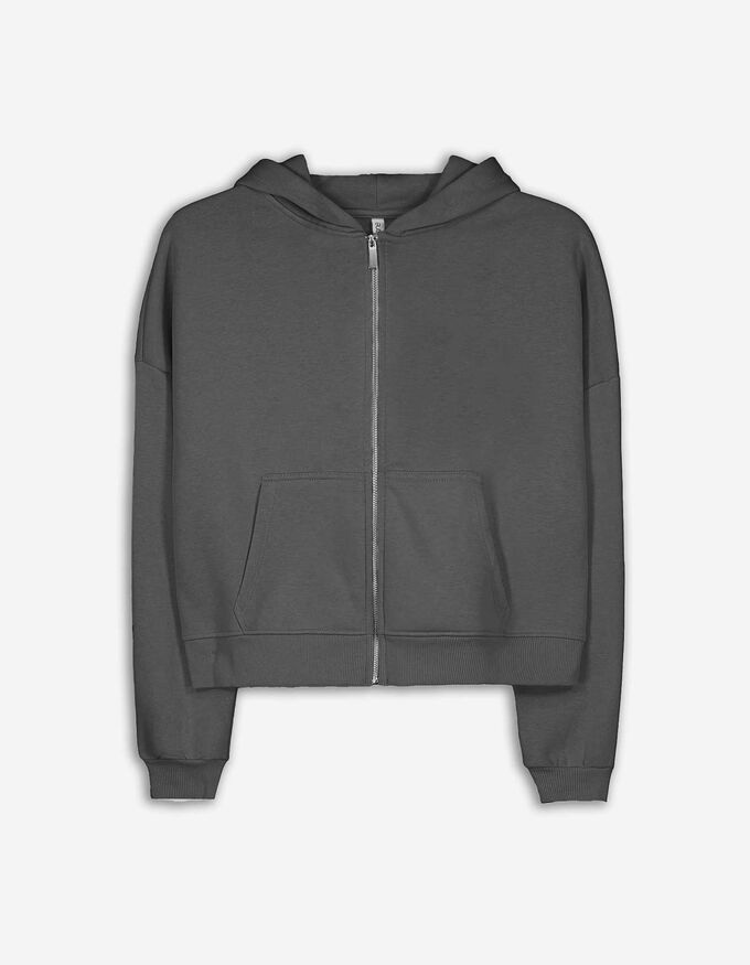 Cropped Sweatjacke - einfarbig