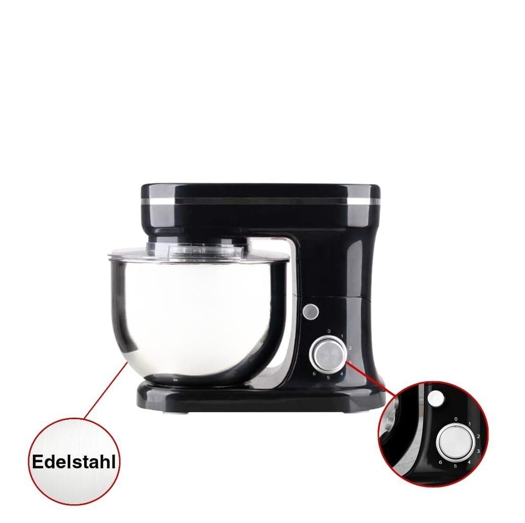 KESSMANN Schäfer Küchenmaschine 6 Stufen Edelstahl Schüssel Knetmaschine Rührgeräte & Mixer Küche, 1200,00 W, 5,00 l Schüssel, Inkl. Rührmaschine Knethaken Rührhaken Küchenmaschine für Teig Set