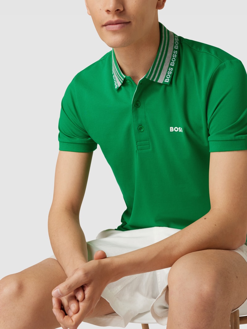 Poloshirt mit Label-Details Modell 'Paule' in hellgrün
