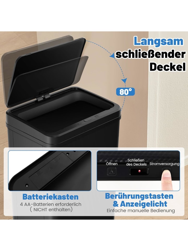 COSTWAY 50L Mülleimer mit Sensor in Schwarz günstig kaufen onesize