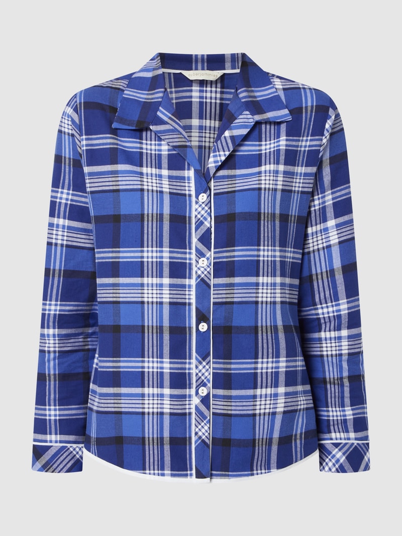 Pyjama-Oberteil aus Baumwolle Modell 'Riley' in marineblau