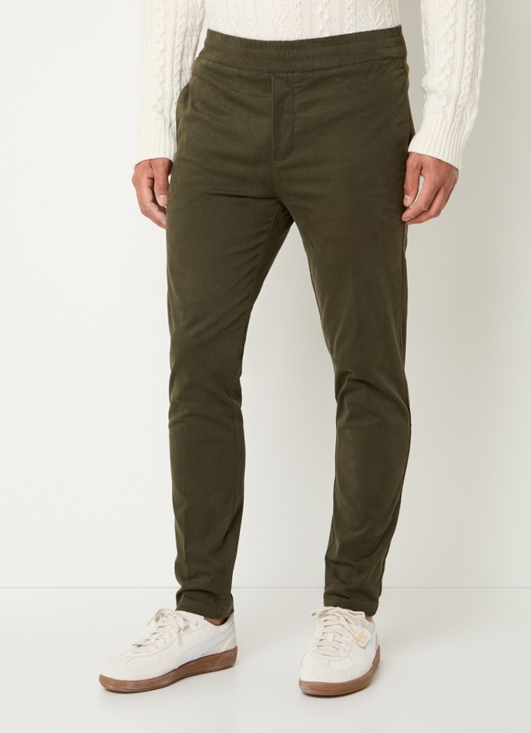 Pantaloni slim fit SamsØe Smithy din amestec de bumbac organic, cu buzunar lateral.
