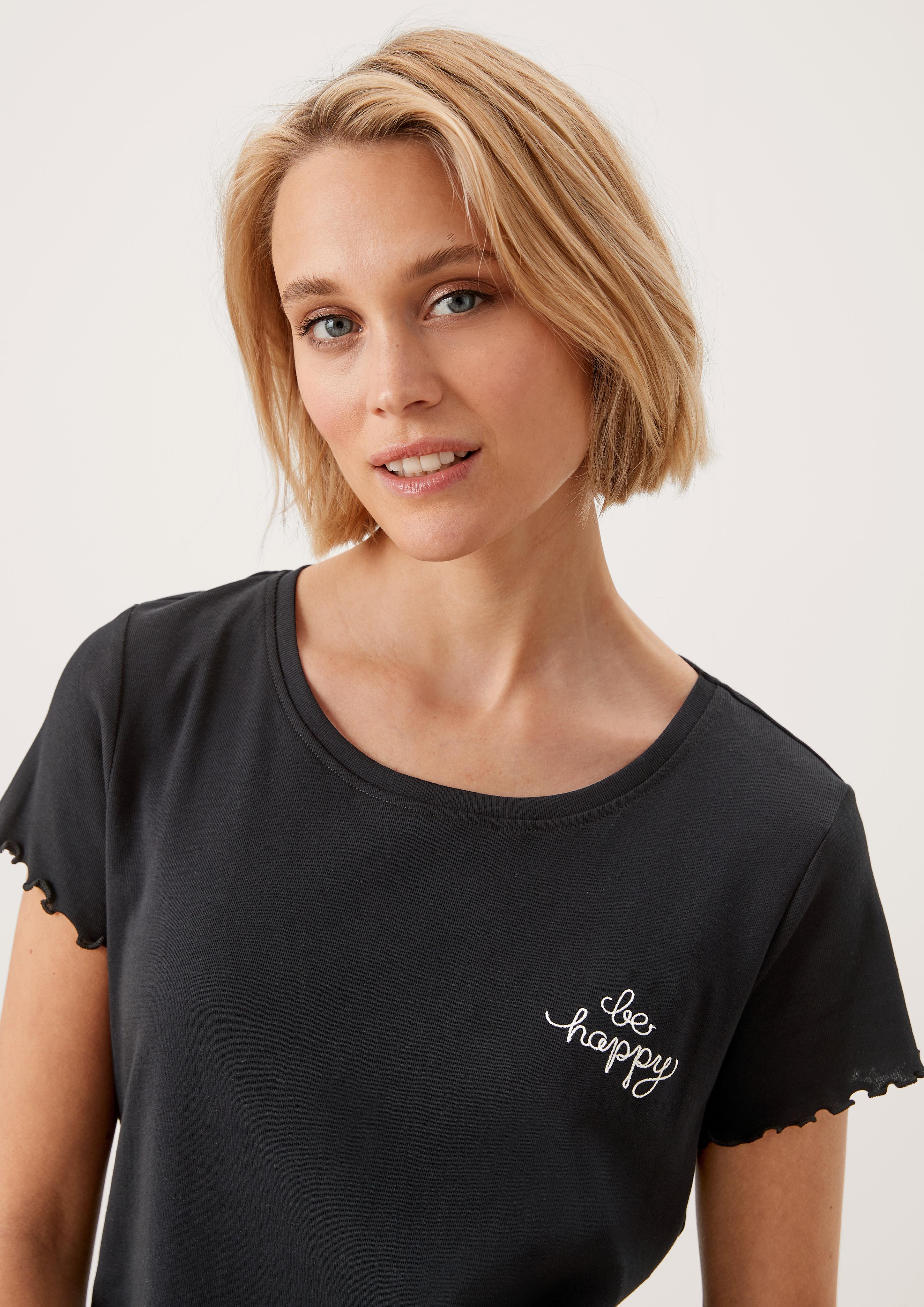 Pyjamashirt mit Wellensaum  6006120-9999
