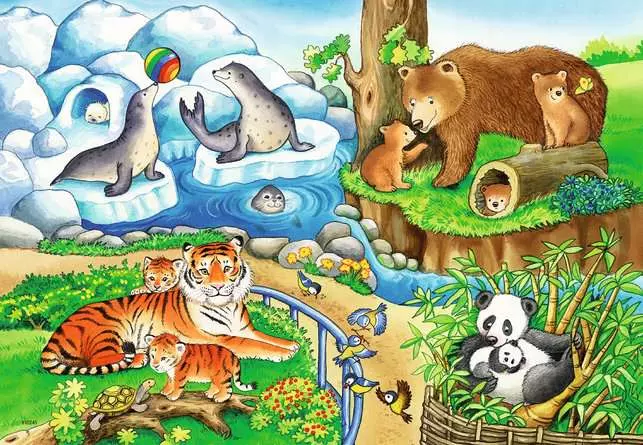 Kinderpuzzle ab 3 Jahren - Tiere im Zoo - 12 Teile