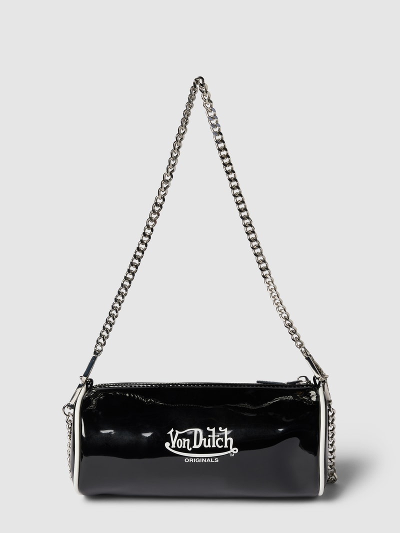 Handtasche mit Label-Print Modell 'LESLY' in schwarz