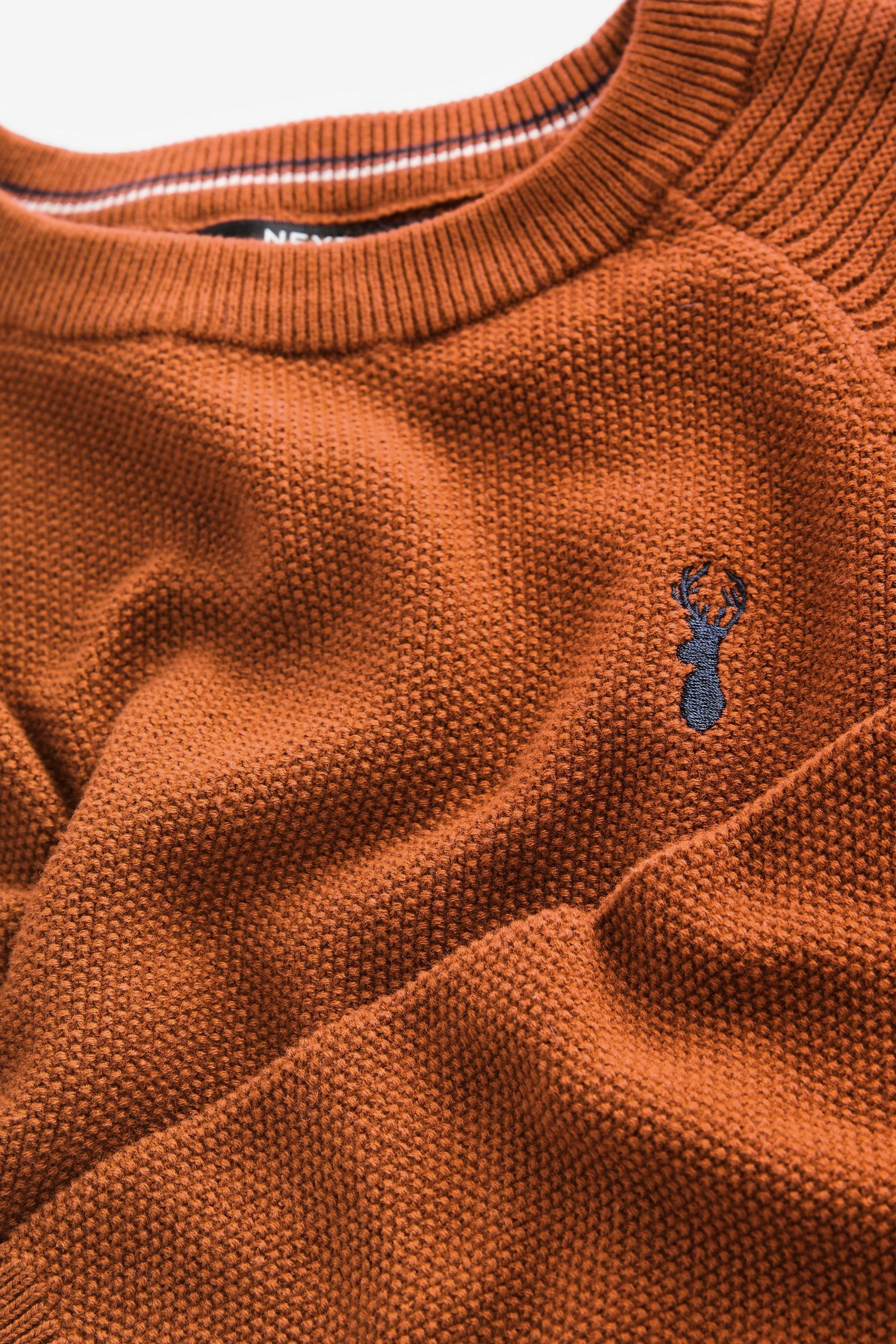 Next Rundhalspullover Pullover mit Struktur und Hirsch (1-tlg)
