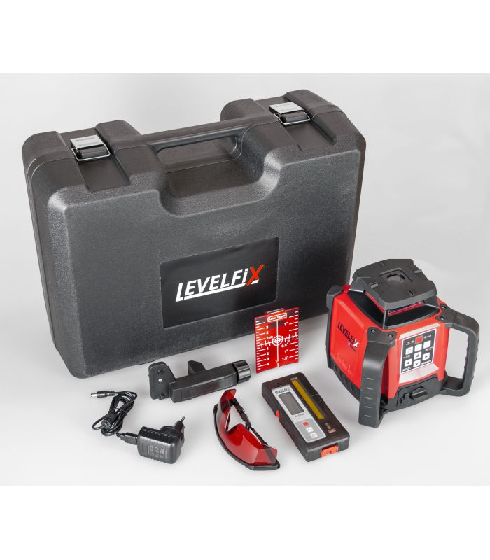 Levelfix 554511 550HV SETT 1 Allround Bygglaser Selvnivellerende Rød + Målestang + Stativ