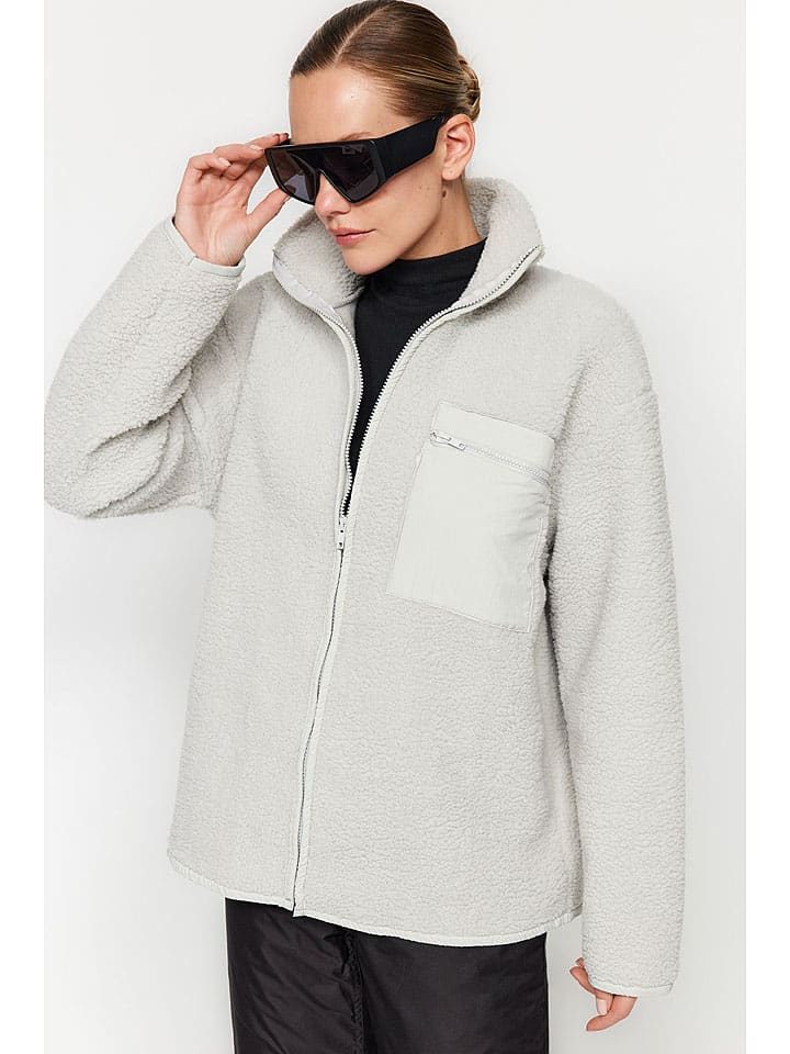 trendyol Fleecejacke in Hellgrau günstig kaufen
