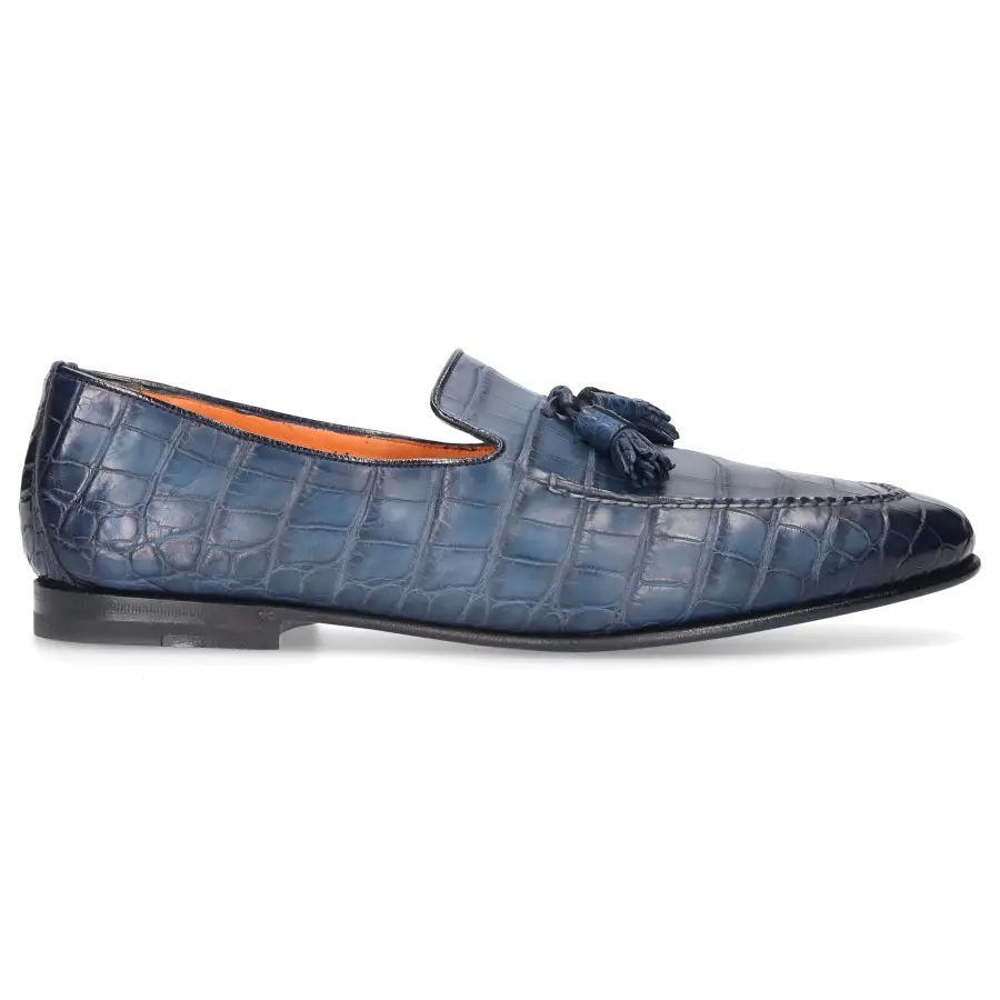 Santoni - Loafer 15608 Krokodilleder - blau