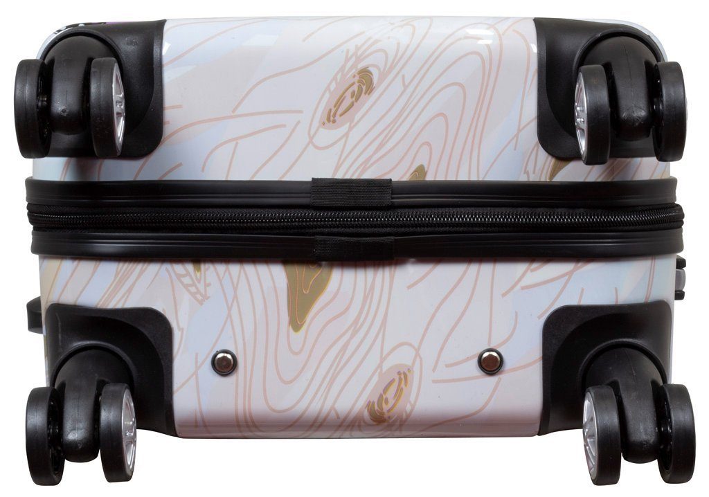 Trendyshop365 Hartschalen-Trolley Butterfly beige, bunter Reisekoffer mit Motiv, 3 Größen, 4 Rollen, Zahlenschloss, Dehnfalte, Schmetterling
