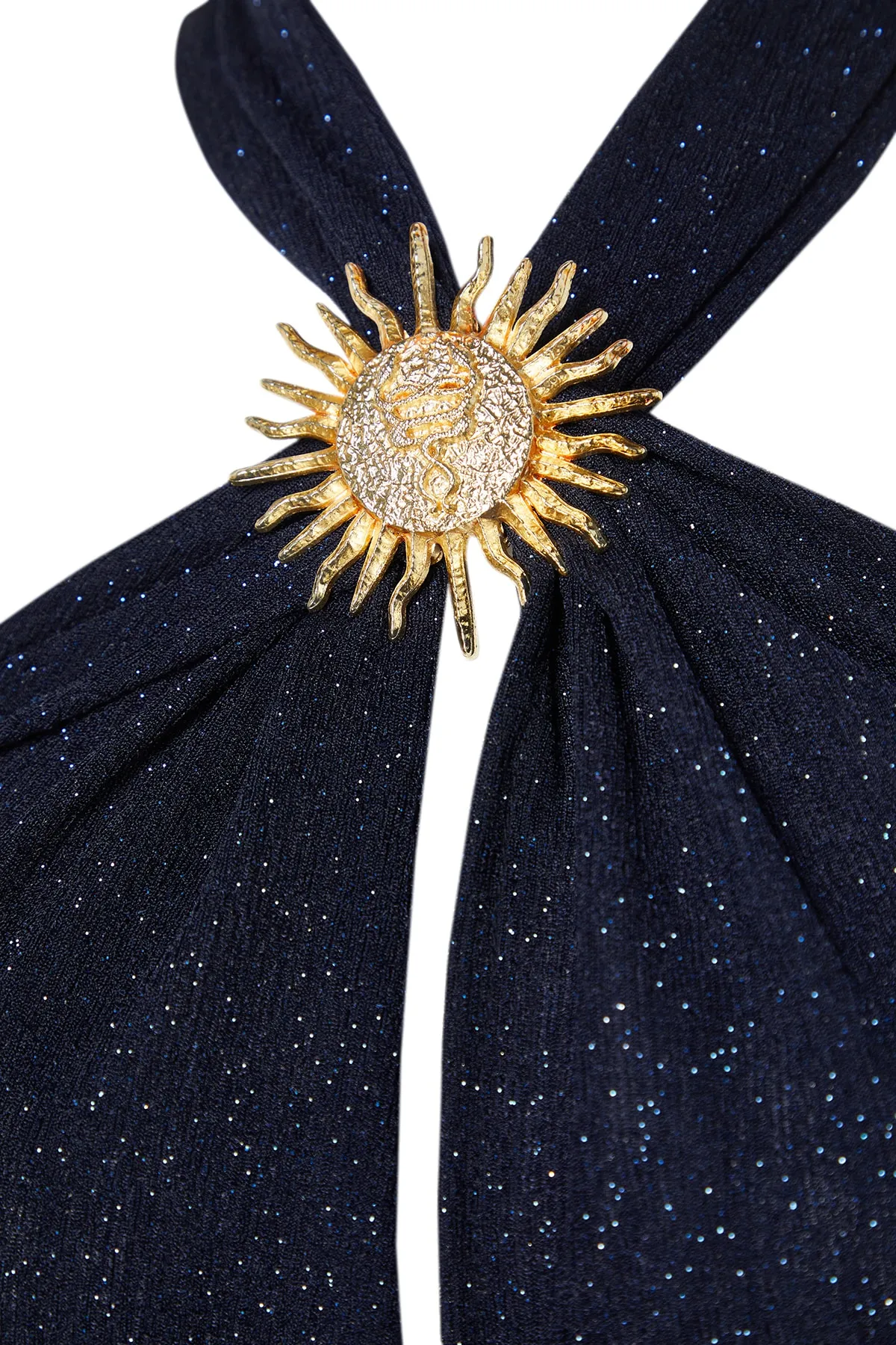 Trendyol Collection  X Zeynep Tosun Navy Blue Sun Accessoire Detailliertes, glitzerndes Strick-Bustier TCLSS23BS00010