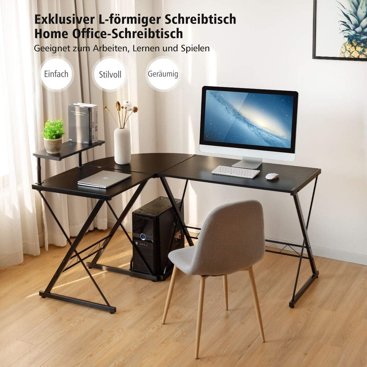 Costway L-Förmiger Computertisch aus Holz