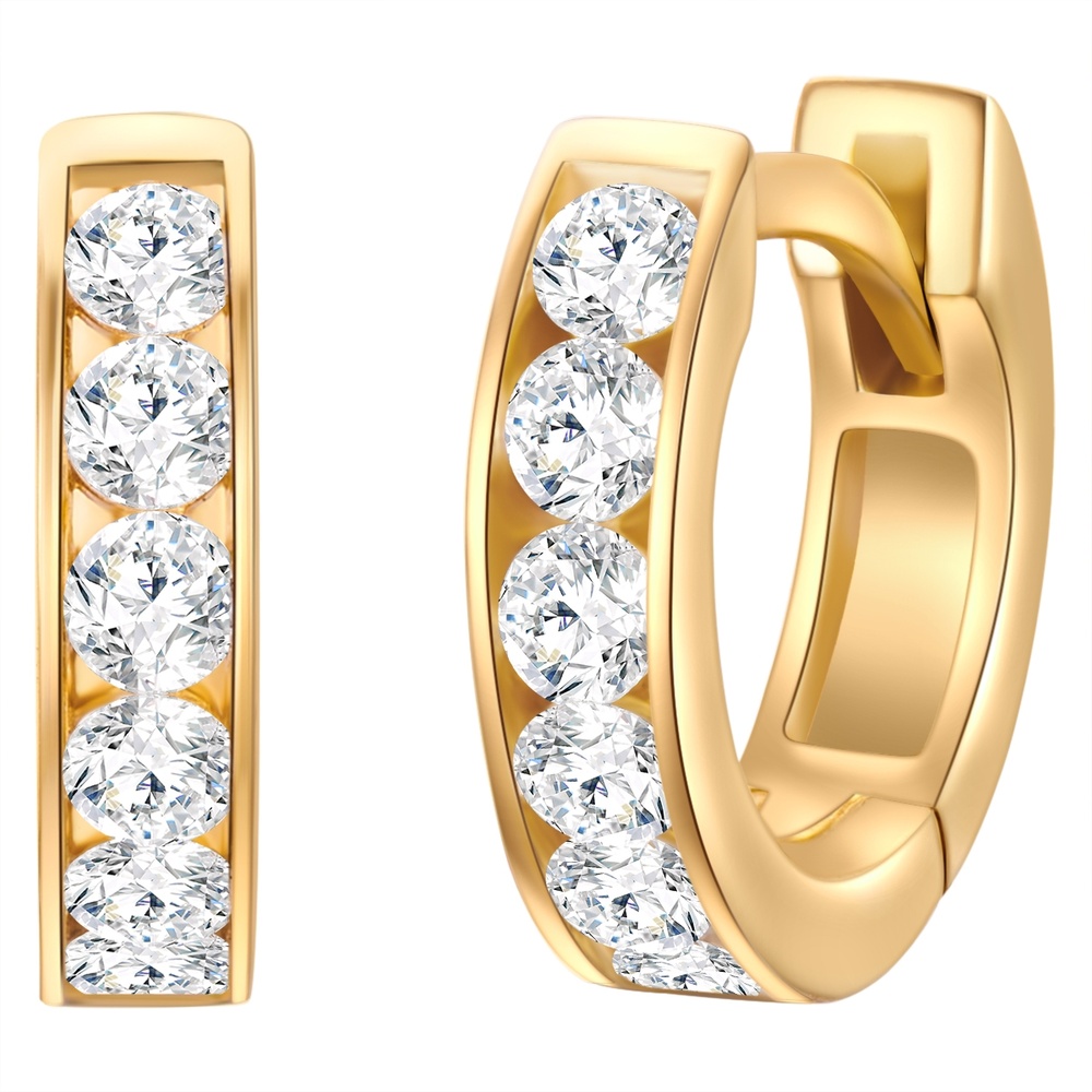 Trilani Boucles doreilles Argent sterling Oxyde de zirconium (CZ) en Or jaune Boucles d'oreilles